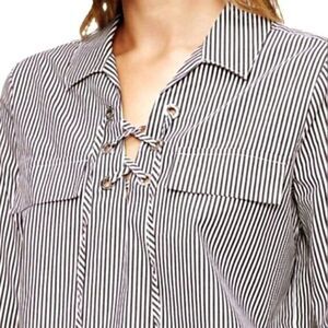 Calvin Klein striped lace-up tunic top S